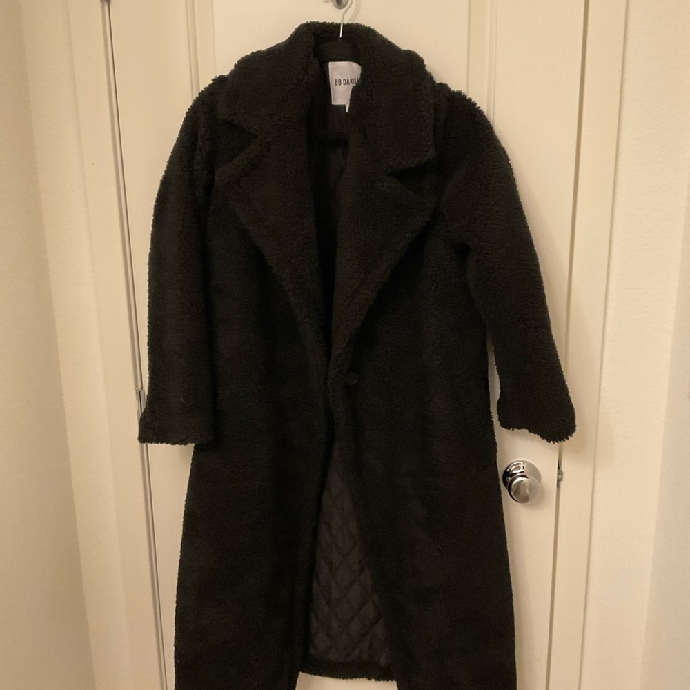 BB Dakota Charcoal Faux Fur Coat
